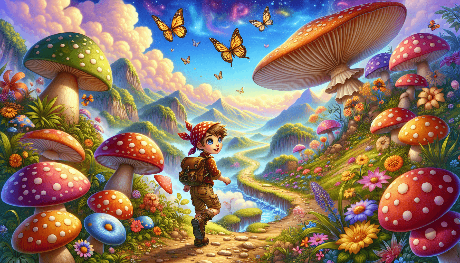 Ilustração de um pequeno personagem aventureiro